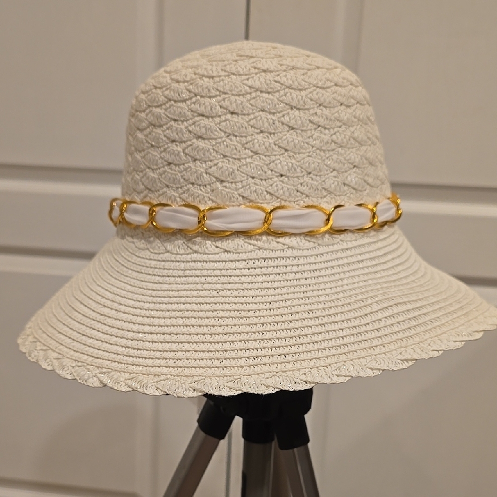 Elegant Cream Sun Hat with Gold Accent